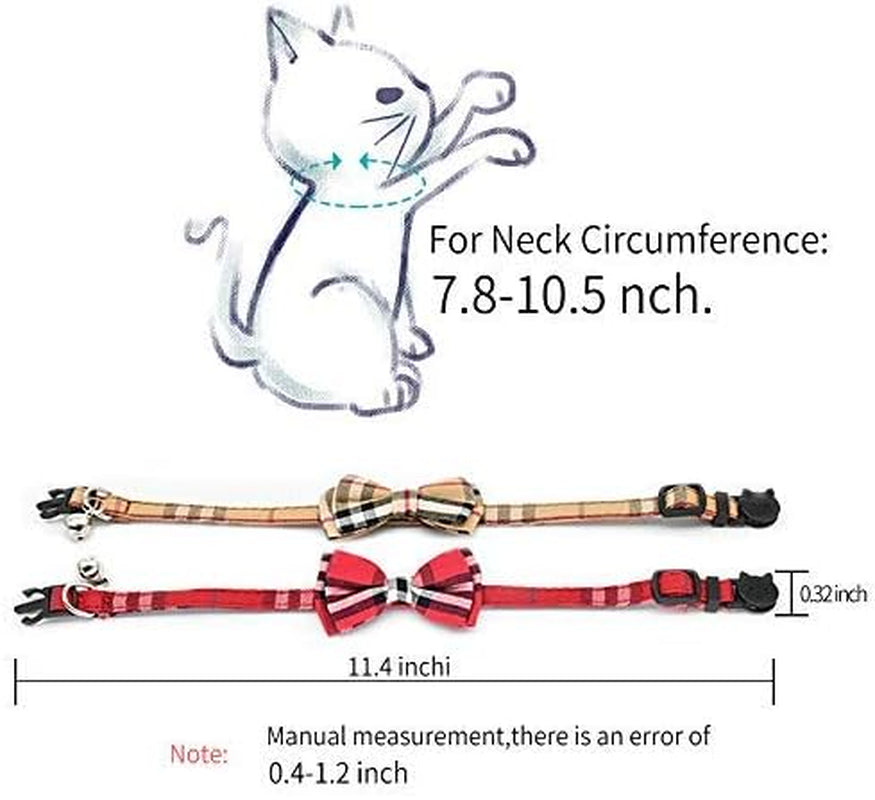 2 Pack/Set Cat Collar Breakaway with Cute  and Bell for Kitty and Some Puppies, Adjustable from 7.8-10.5 Inch (Black+Brown)