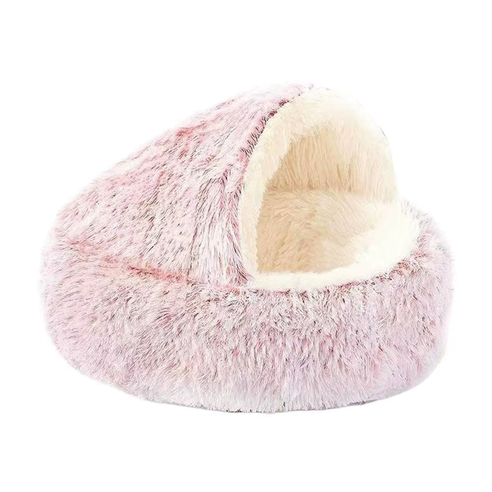 Cozy Winter Plush Cat Bed - Round Cushion for Cats and Small Dogs - Warm and Secure Nesting Space
