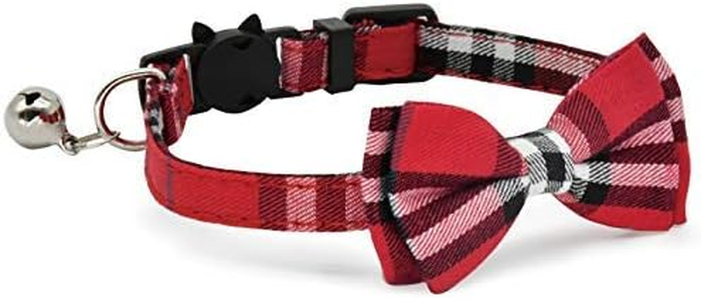 2 Pack/Set Cat Collar Breakaway with Cute  and Bell for Kitty and Some Puppies, Adjustable from 7.8-10.5 Inch (Black+Brown)
