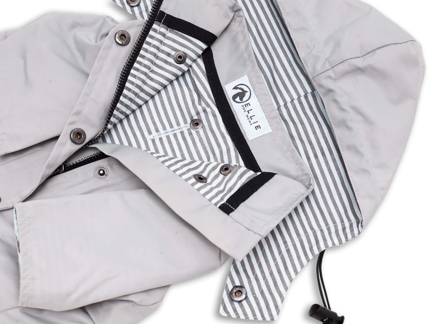 Zip up Dog Raincoats with Reflective Buttons, Pockets, Rain/Water Resistant, Adjustable Drawstring, & Removable Hood - XXS to XXL - Stylish Premium Dog Raincoats (Light Grey, Medium)