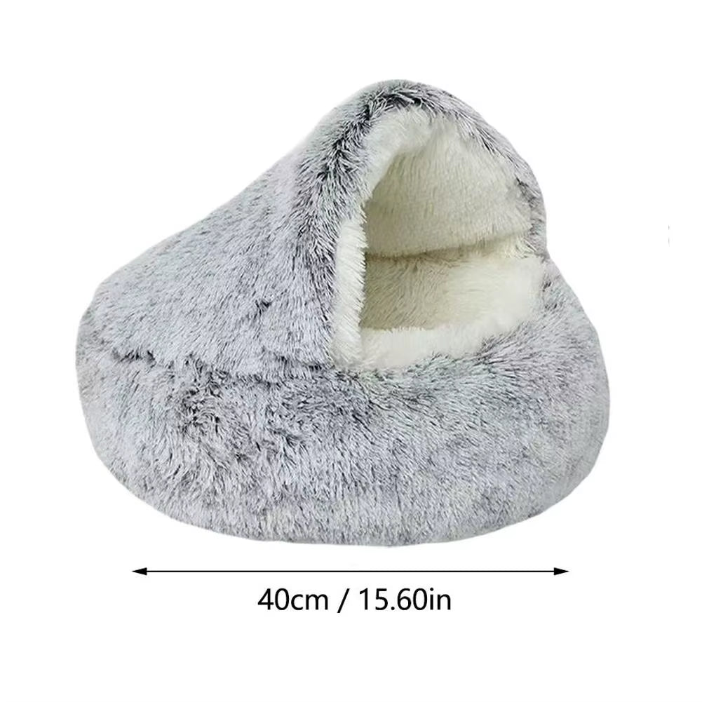 Cozy Winter Plush Cat Bed - Round Cushion for Cats and Small Dogs - Warm and Secure Nesting Space