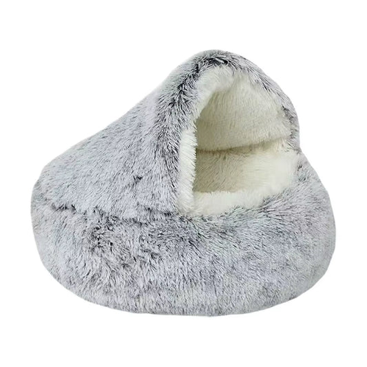 Cozy Winter Plush Cat Bed - Round Cushion for Cats and Small Dogs - Warm and Secure Nesting Space